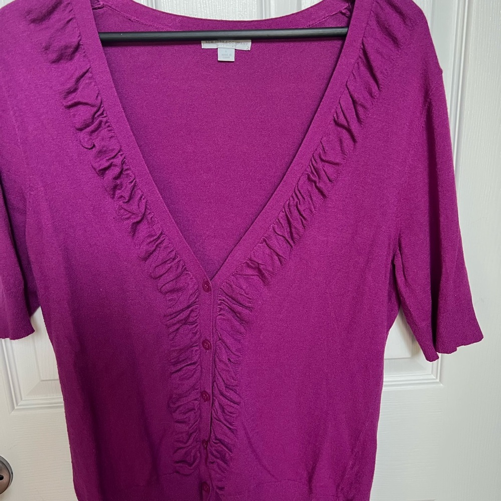 New York & Company Pink Ruffled Blouse